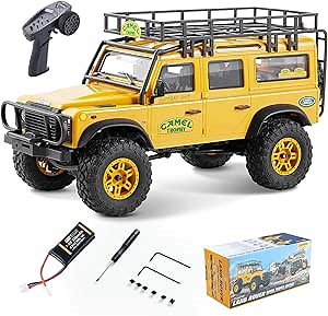 EAZYRC FMS 1/24 FCX24M RC Crawler RTR, Land Rover Series with Licensed, 1/24 RC Truck 4X4 Mini RC car with Lighting, 2.4Ghz Remote Control,Battery (Defender110)