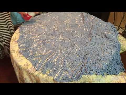How To Block A Large Crocheted Table Cloth - Part 1
