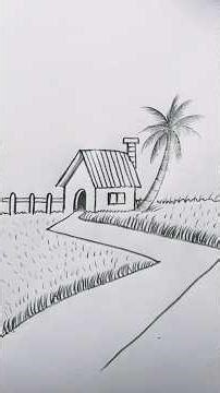 Simple village senery drawing #youtubeshorts #drawing #art #viral #shorts