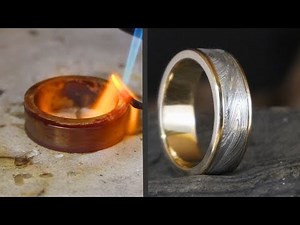 Making a Gold Ring with Damascus Steel Inlay