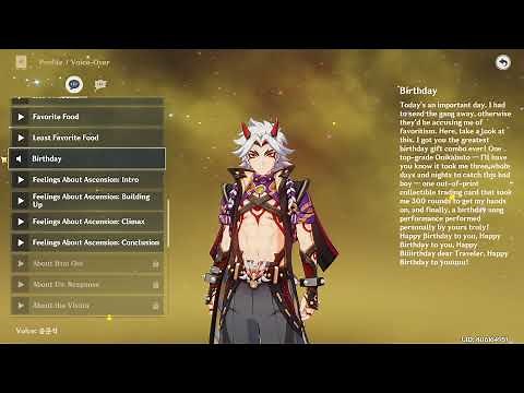 Genshin Impact: Arataki Itto Birthday Voice-Over Lines (English/Japanese/Korean/Chinese Dub)