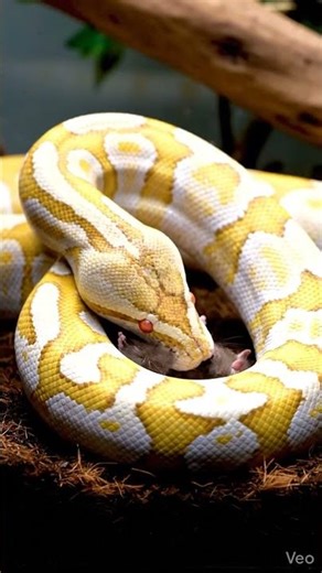 Giant Albino Python Feeding Baby Rats in Glass Enclosure | Silent Predator Moment
