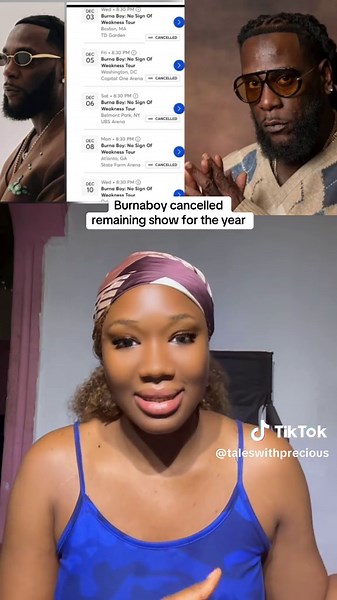 Burnaboy cancels whole tour in the remaining year#burnaboy #fyp #tour #everyone