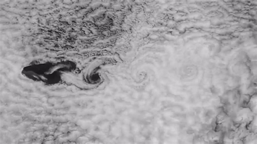11K views · 86 reactions | Stunning 'Von Karman' cloud formations are seen swirling over the Pacific. The phenomenon was named after Theodore von Karman, a cofounder of NASA’s Jet Propulsion Laboratory and one of the first scientists to describe the formation. Watch more video: https://ow.ly/Tkpo50Wa100 | The Weather Network | Facebook