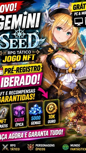 GEMINI SEED NOVO JOGO NFT GRATIS PARA PC E CELULAR COM PRÉ REGISTRO E MUITA RECOMPENSA