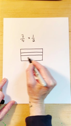 Super short video showing area model fraction multiplication. It’s just like finding the area of a rectangle, except instead of multiplying the entire length by the entire width, we multiply part of the length and part of the width.