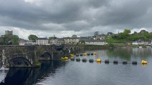 Old Killaloe stone arch bridge over River Shannon in Clare Ireland