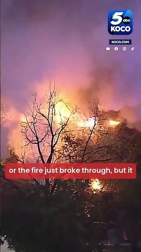 Sky 5 shows several crews battling large flames at Guthrie, Oklahoma home