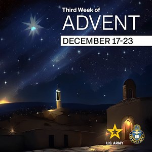 Happy Week 3 of Advent! As the pink candle of Joy is lit, let's celebrate the moments that bring us happiness. Share smiles, create memories, and find joy in the simple things. May this week's light radiate positivity and warm hearts. #Advent | #AdventSunday | U.S. Army Chaplain Corps