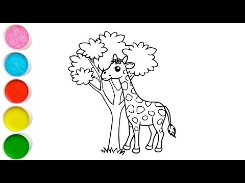 Cute Giraffe Drawing, Painting & Coloring For Kids and Toddlers_ Kids Art