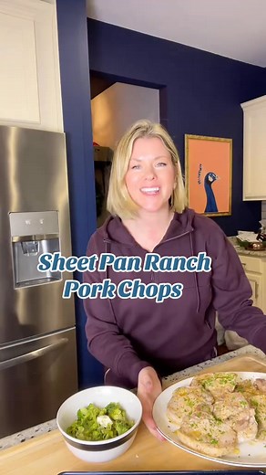 Perfect for dinner tonight! https://www.stephreallife.com/sheet-pan-ranch-pork-chops/ Sheet Pan Ranch Pork Chops #sheetpanmeals #weeknightdinner #easydinnerideas | Steph Gigliotti Real Life Recipes