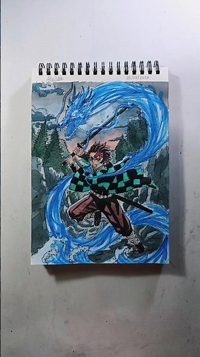 Destroart X Tanjiro kamado ✨😱🔥 #shorts #tanjiro #animedrawing