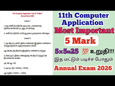 11th Computer Application | Confirm 5 Mark Questions | tamil medium |Annual Exam 2026 | Expected
