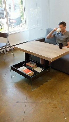 The Cadence Wood Lift Table features clean lines, smooth transition and a glass base - perfect for a timeless look in your home!#expandfurniture #transformingtable #spacesaving #smartdesign #smallspaceliving #smallspacesquad #multifunctionalfurniture #multifunctionaldesign #apartmentliving #apartmenttherapy #table #wfh #vancouver #canada #toronto #montreal | Expand Furniture