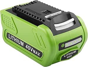 29472 40V 6.0Ah Battery Replacement for GreenWorks 40V Battery 29472 29462 29252 20202 22262 25312 25322 20642 22272 27062 21242 G-Max Cordless Power Tools