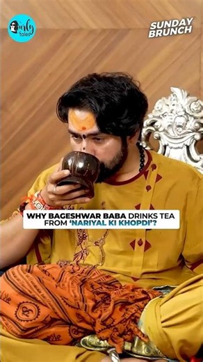 Bageshwar Baba Drinks Tea From 'Nariyal Ki Khopdi'!? 😱 #tea #bageshwardhamsarkar #bageshwar