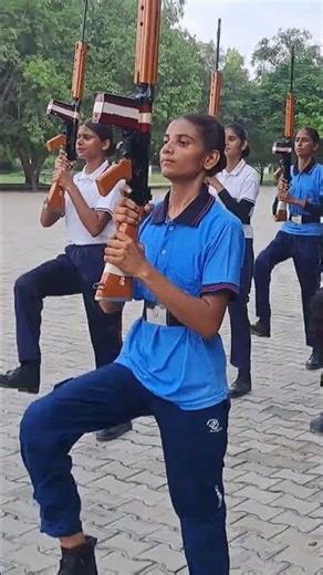 Ncc girls cadets flat march with rifle##Shorts##Army ##