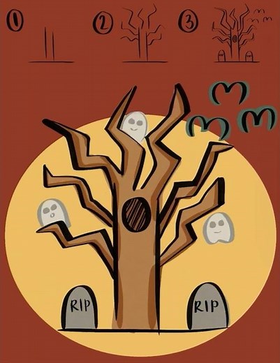 How to Draw a Spooky Tree #shorts