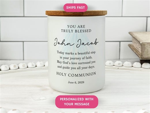 Personalized Holy Communion Candle, First Communion Keepsake, Custom Religious Gift Candle, Christian Blessing Decor - Etsy