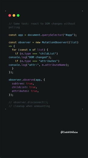 Stop polling the DOM — MutationObserver does it better #javascript #coding #shorts