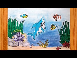 How to Draw Underwater Scenery Step by Step 🐠 How to Draw Sea World & Fish in Aquarium