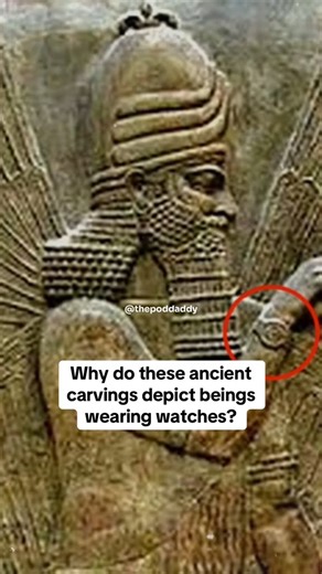 Why do these ancient carvings depict beings wearing watches and handbags? #anunnaki #ancient #ancie | Thepoddaddy