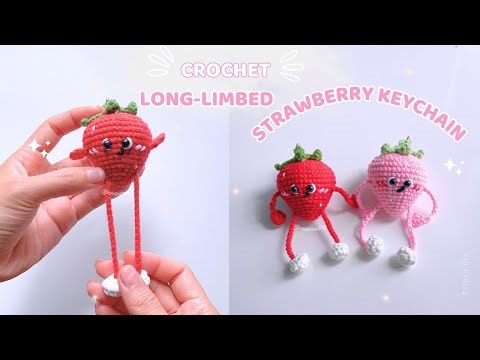 🍓 Crochet long-limbed strawberry keychain for beginner step by step 🍓 Cute and Easy #movadiy