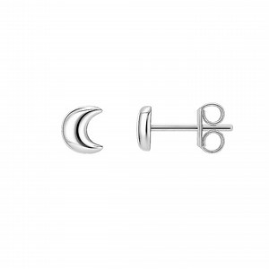 14K White Gold Crescent Moon Stud Earrings – Dainty Celestial Post Earrings - Etsy