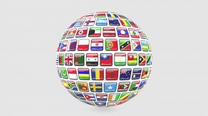 3d animation of globe with flags