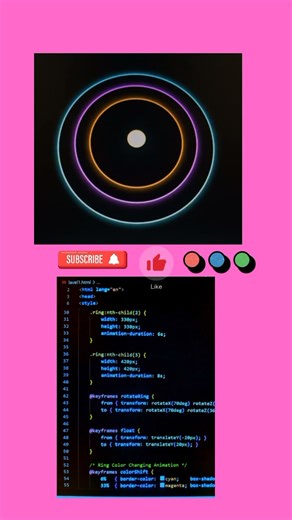 3d rings #animation #by HTML/CSS #youtubeshorts #trending #coding #viral #shorts #video