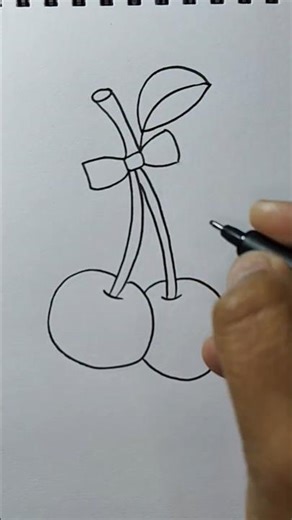 Easy Cute Cherry Drawing 🍒🎀Easy Cherry Drawing for Beginners 🍒✨