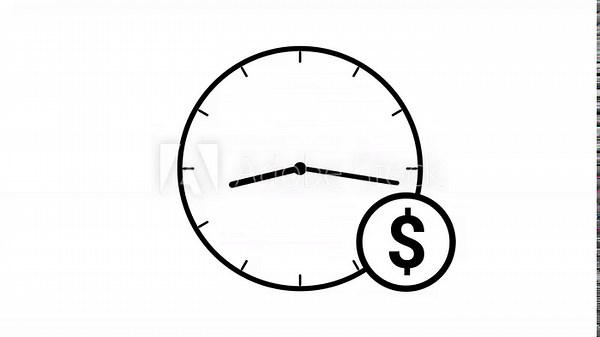 time is money animated icon time is money clock and money logo alpha looping 4k