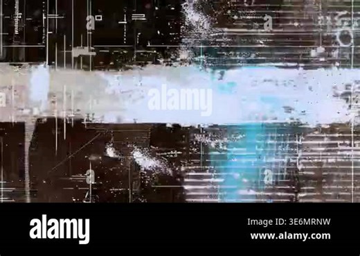 Abstract dark cyber interface with luminous cyan horizontal beam, layered code symbols, futuristic grid overlays and bright digital signal texture Stock Video Footage - Alamy