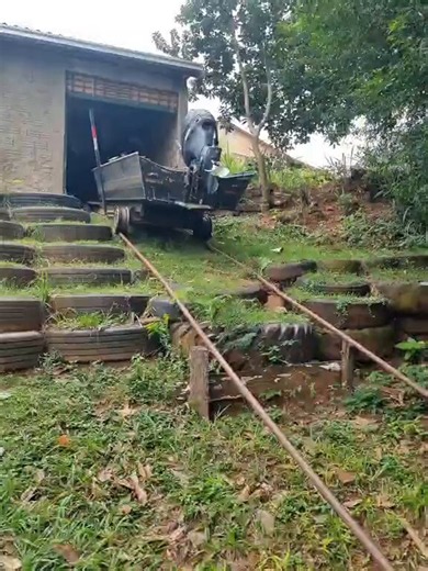 Say you live by the water on an incline but don’t have a dock for whatever reason. How do you get your boat down the hill? These people came up with a clever solution.