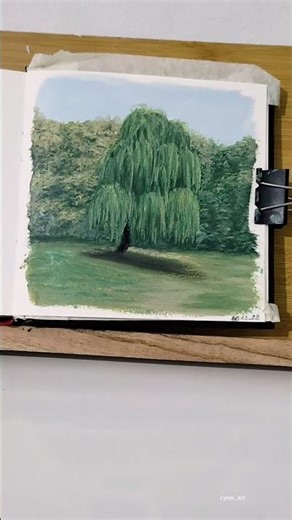 Weeping Willow Oil Painting🌳 – Final Result
