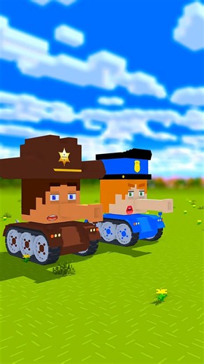 Steve-Sheriff-Tank and Alex-Police-Tank patrol villages - Minecraft Animation #minecraft #shorts