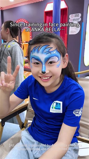 Transforming this little face into a cute blue cartoon fox! 🦊💙 Bright colors, playful lines, and lots of smiles. Kids always love a fun fox design!#FacePainting #ASMRArt #LearnWithMe #ANKABELLA