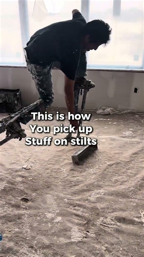 This is how you pick up stuff on stilts #drywall #taper