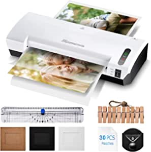 Laminator Machine, 2 Min Fast Heat-up, 400mm/min Thermal Cold A4 Laminating Machine with 30 Pouches, 10 Photo Frame, Paper Cutter, Corner Rounder for Home School Office, Easy to Use, No Bubbles
