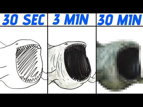 Drawing The Bloop Sea Monster in 30 Seconds, 3 Min, and 30 Minutes | Deep Sea Mystery Art Challenge