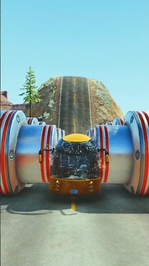 Extreme Bus vs Giant Rollers! 😱 BeamNG Drive Crash Test #shorts