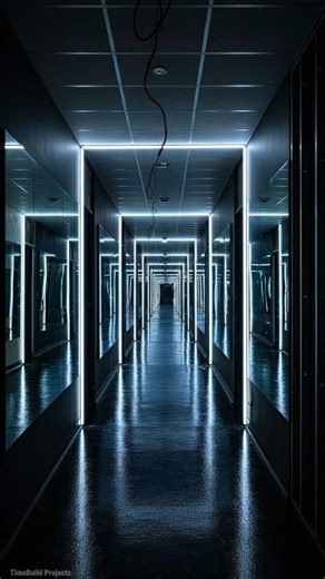 This Abandoned Corridor Turned Into an Infinite Light Tunnel 😳 #shorts #epoxyfloor #satisfying