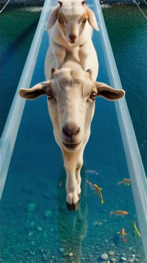 Brave Mama Animals Cross a Glass Bridge with Baby😱💎 #Shorts #ytshorts #aianimals #foryou