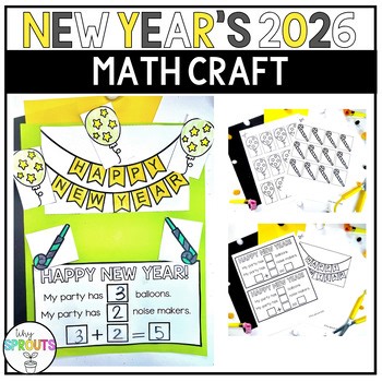 New Year's Math Craft, January Math Craft, New Years 2026 Kindergarten Craft