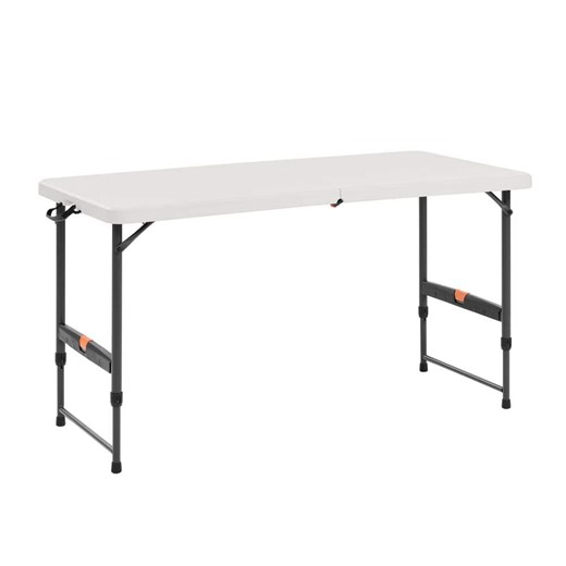 Check The Home Depot's Q&A Before Buying: HDX 4 ft. Almond Resin Top Single Hand Adjustable Height Rectangular Folding Utility Table, Seats- 4