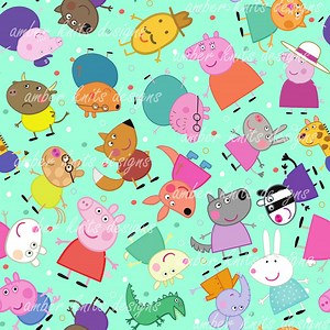 Teal Cute Pig Seamless File, Sublimation Repeating Art, Custom Fabric Printing, Boy Pig, Kids Custom Fabric Creations, Fun Fabric, Sewing - Etsy UK