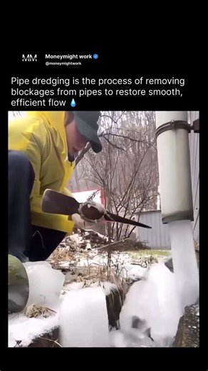 @moneymightwork on Instagram: "Pipe dredging is the process of clearing clogged pipes to restore optimal flow. Over time, debris, sediment, and material buildup can reduce efficiency, increase internal pressure, or lead to complete blockages. To address this, engineers use specialized tools such as high-pressure water jets, mechanical scrapers, and controlled cleaning systems to remove obstructions safely and effectively. The process is guided by principles of fluid dynamics, pressure control, a