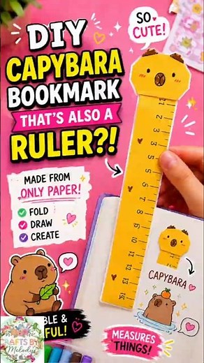 Easy Origami Ruler Bookmark 🦫📏 Capybara Paper Craft DIY #asmr