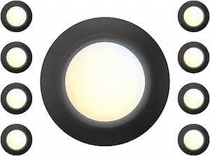 8 Packs 6 Inch Black 5CCT Field Selectable LED Low Profile Recessed & Surface Mount Disk Light, Round, 15W, 920 Lumens, CRI80, 27K-30K-35K-40K-50K, Driverless, Dimmable, ETL & Wet Listed