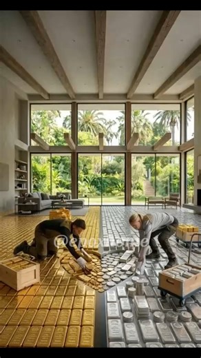 This Gold And Silver Floor is Insane😱 #interiordesign #homerenovation #epoxyfloor #